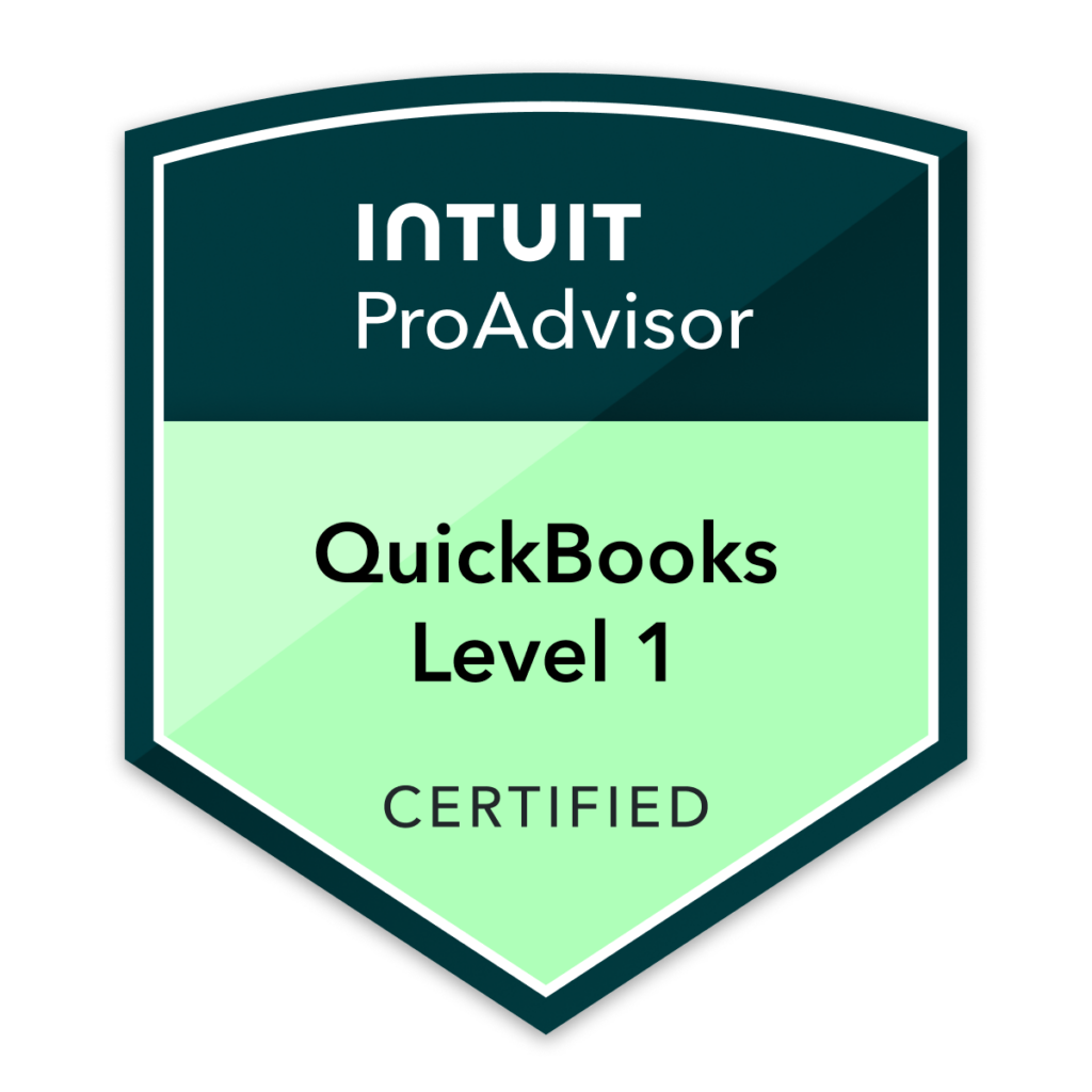 Intuit ProAdvisor Certifications
QuickBooks Leve1, QuickBooks Level 2, QuickBooks Payroll